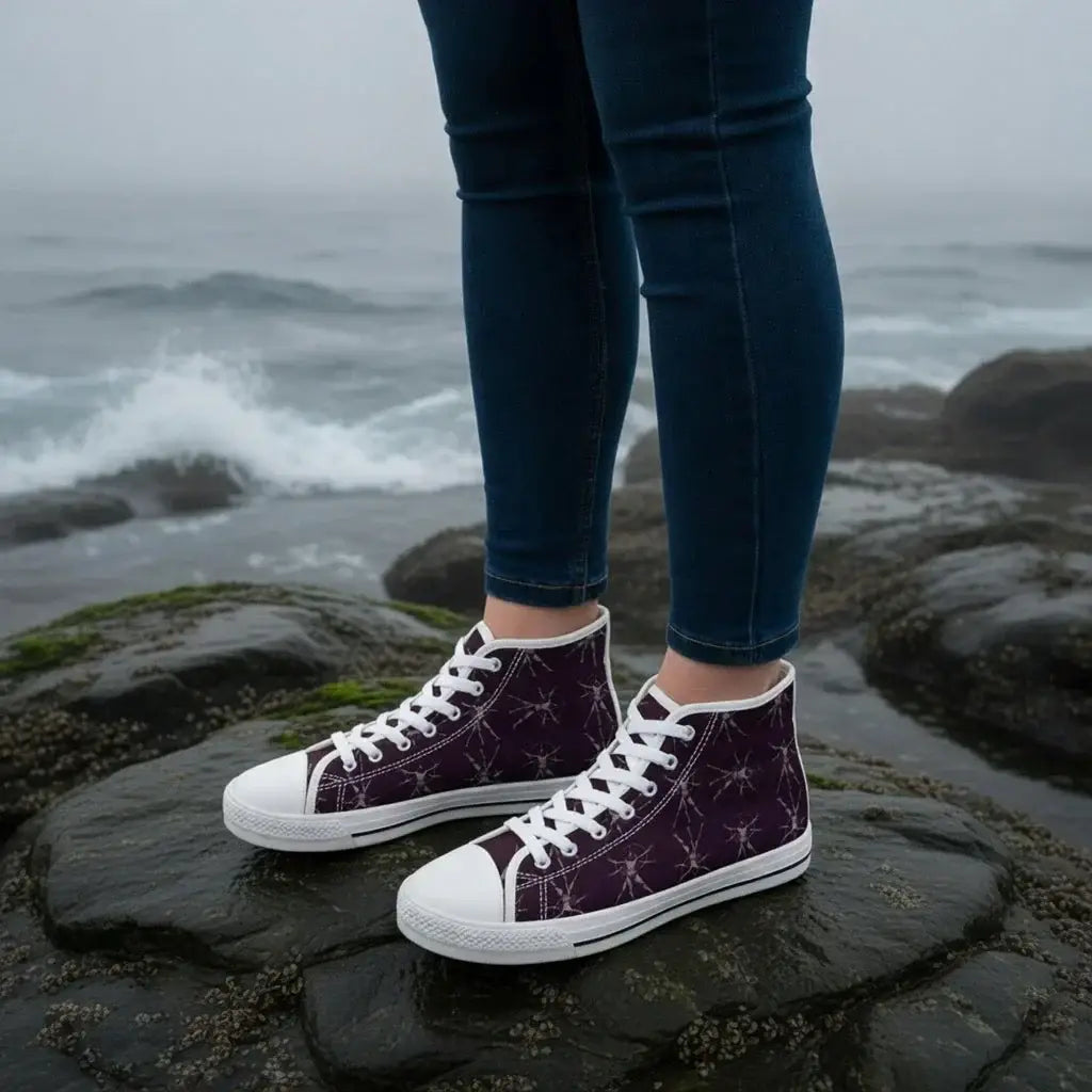 veil-of-whispers-high-top-sneakers-womens-deep-purple-pattern-canvas-shoes-5073230 - Noctum Muse